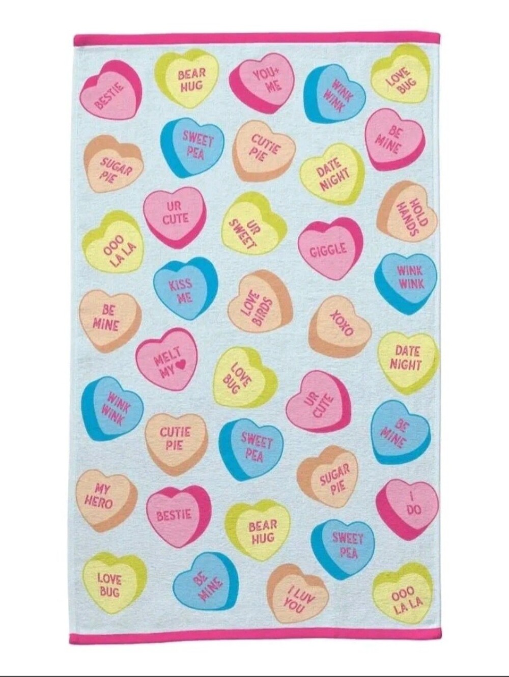 Sweethearts Candy Pastel Heart Graphic Hand Towel 2 Pack Nwt